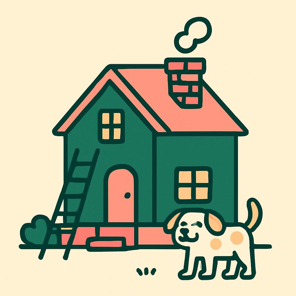 Drawing of a house with a chimney